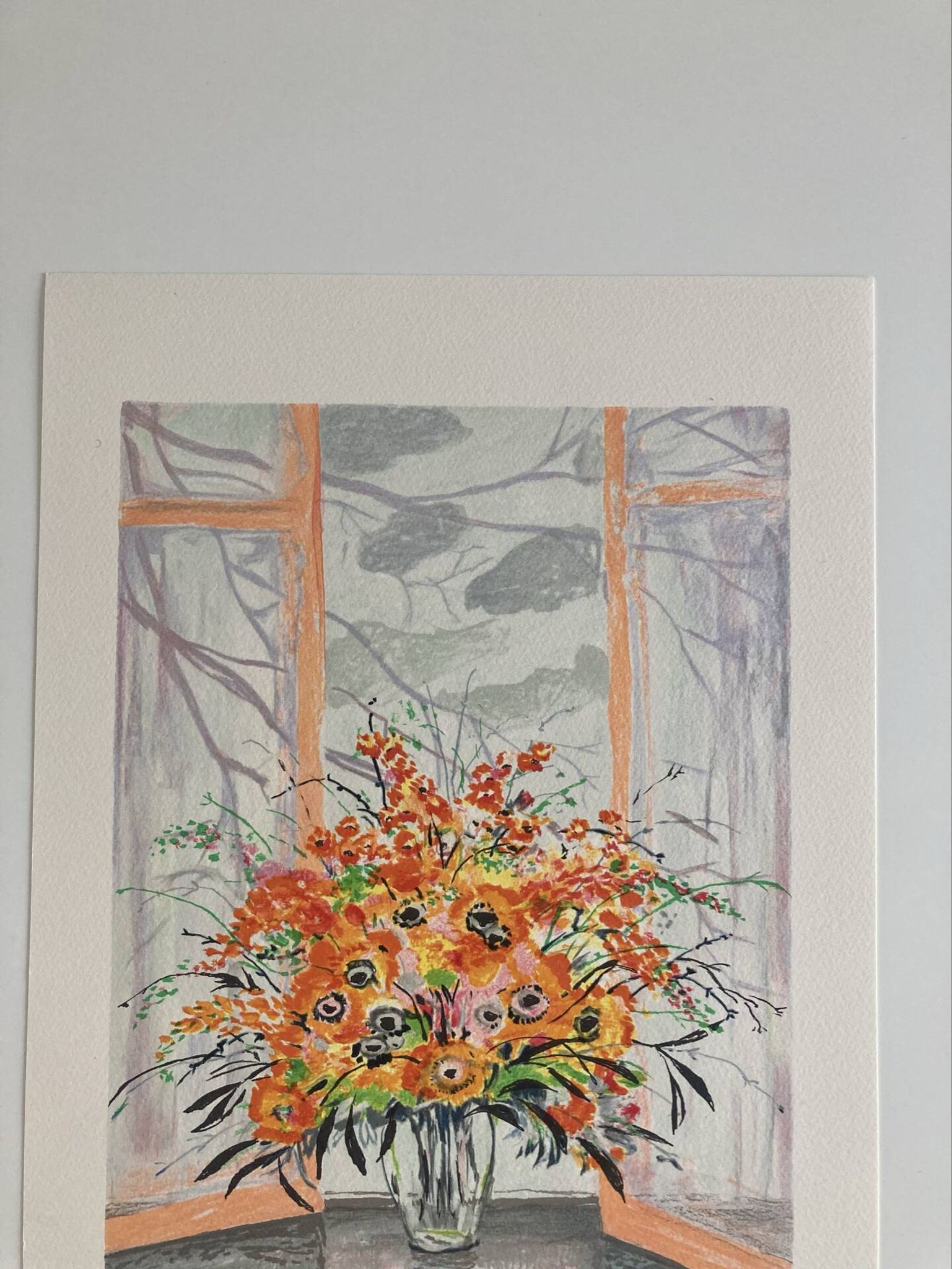 Lithograph signed by Michel Henry - Bouquet at the window