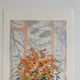Lithographie signée Michel Henry - Bouquet à la fenêtre