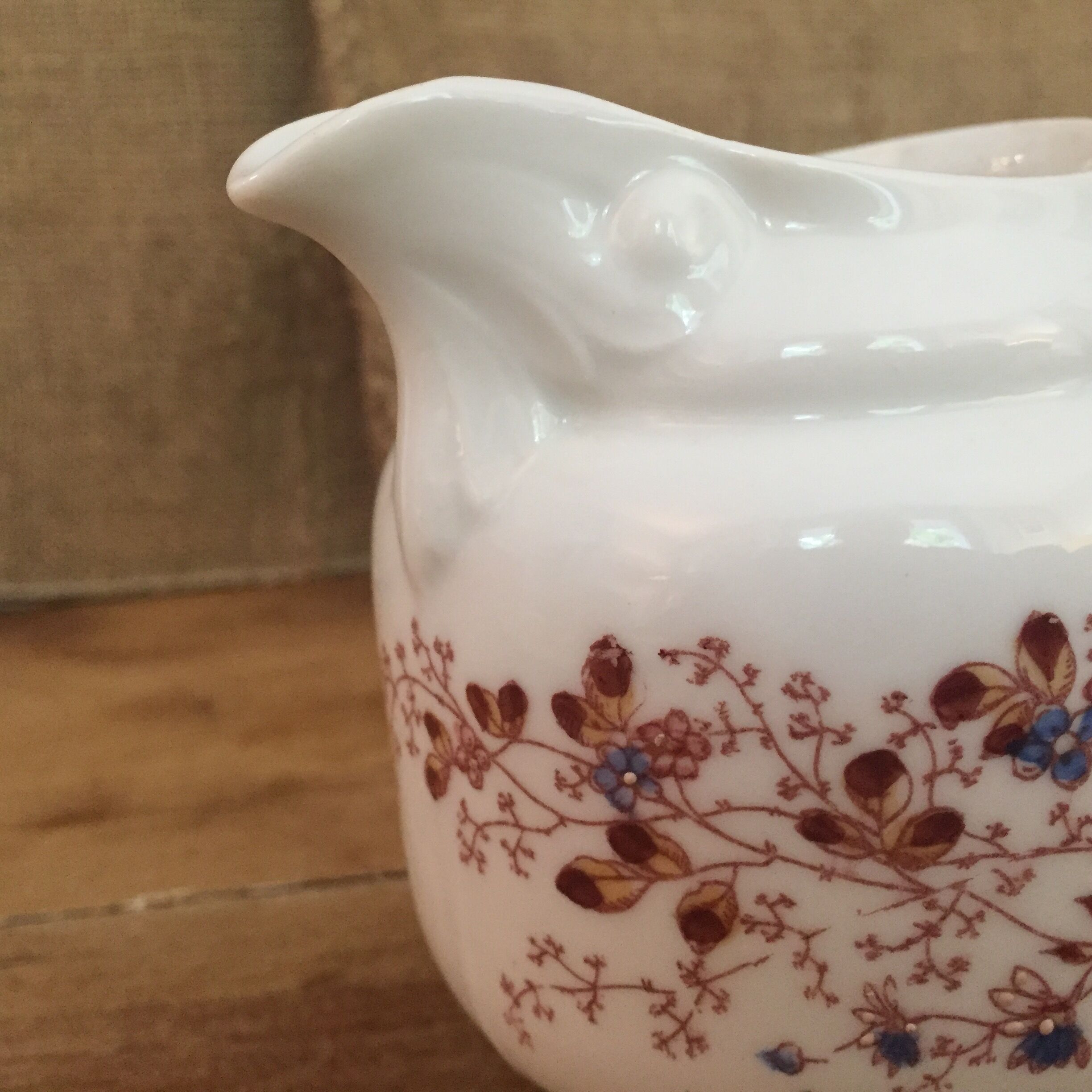 Teapot and its vintage porcelain milk jar