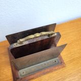 Vintage letter holder in wood and brass
