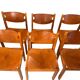 Vintage elm and leather chairs by Maison Regain, 1970s, set of 6.