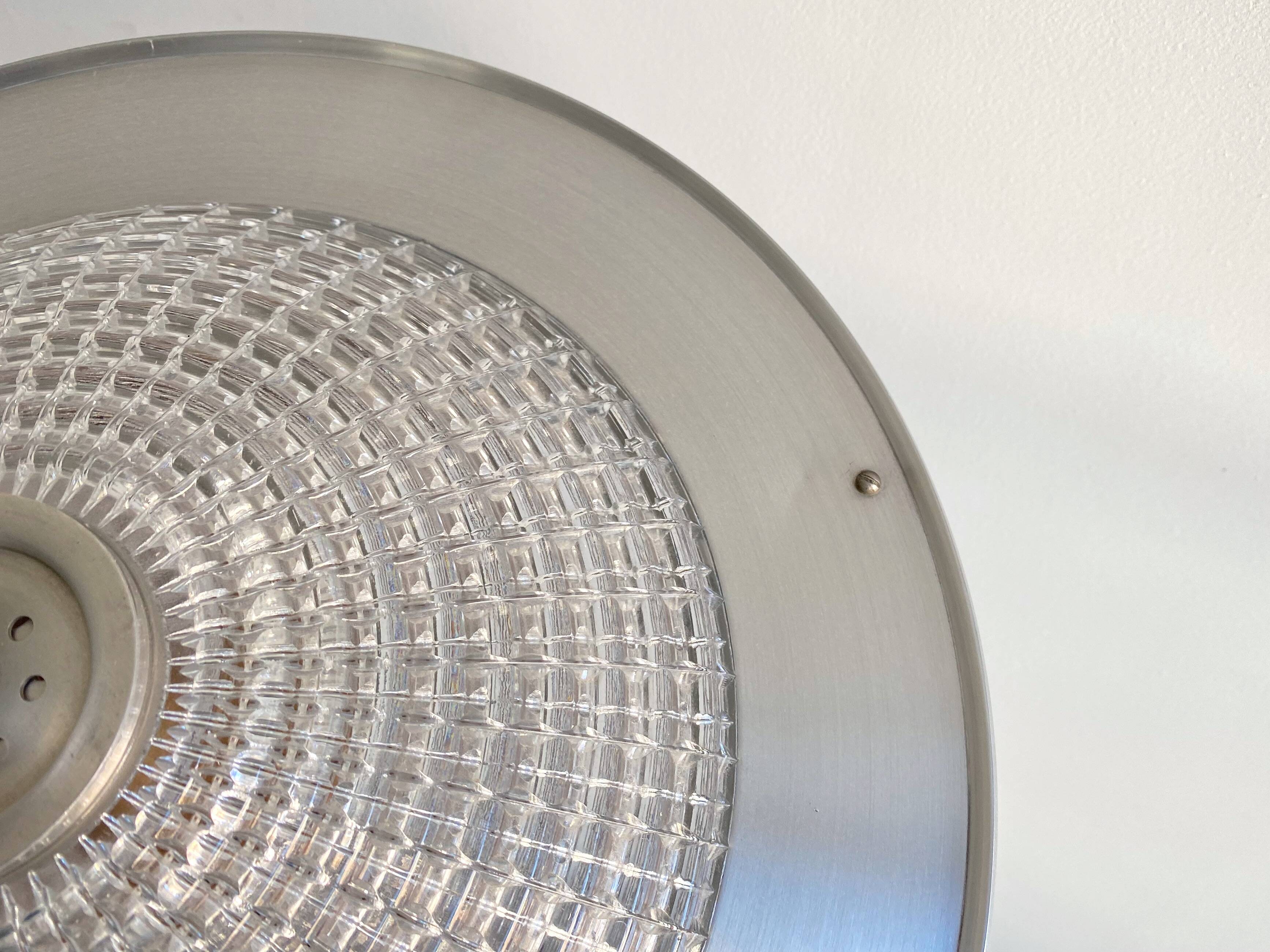 Vintage RAAK hanging lamp B-1044, aluminium and glass shade