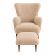 Vintage Wingback Chair & Footstool in sheepskin