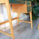 Bureau et sa chaise vert et bois, année 50