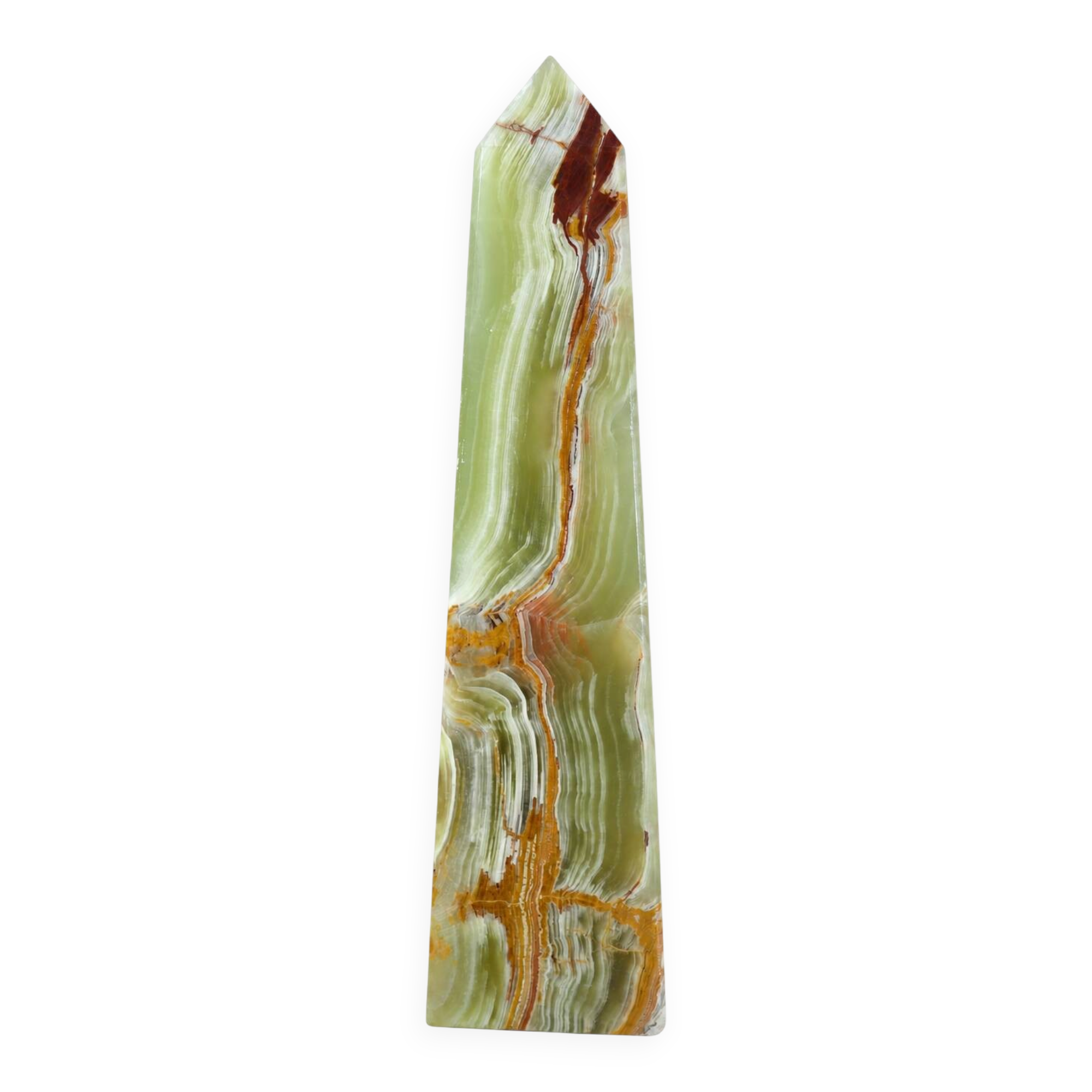 Green onyx obelisk (21cm), decorative piece