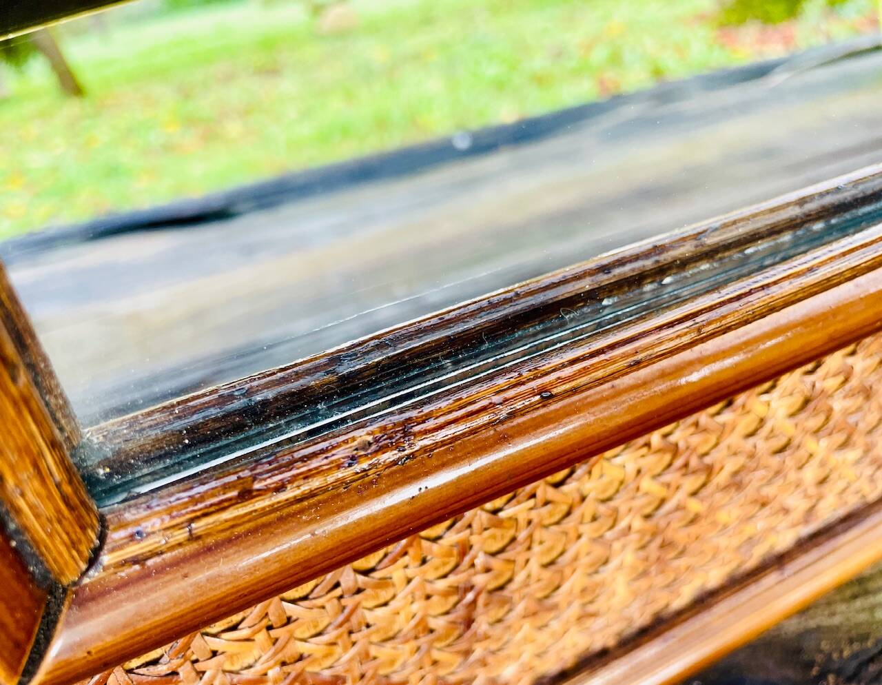 Vintage mirror, bamboo, caning and rattan, circa 1960s
