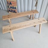 Set of 2 Scandinavian solid wood benches