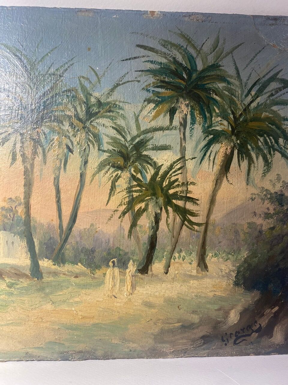 Old painting, orientalist landscape, signed, XX century