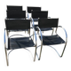 Set of 6 black Bauhaus cantilever chairs in chrome, Italy 1970s.