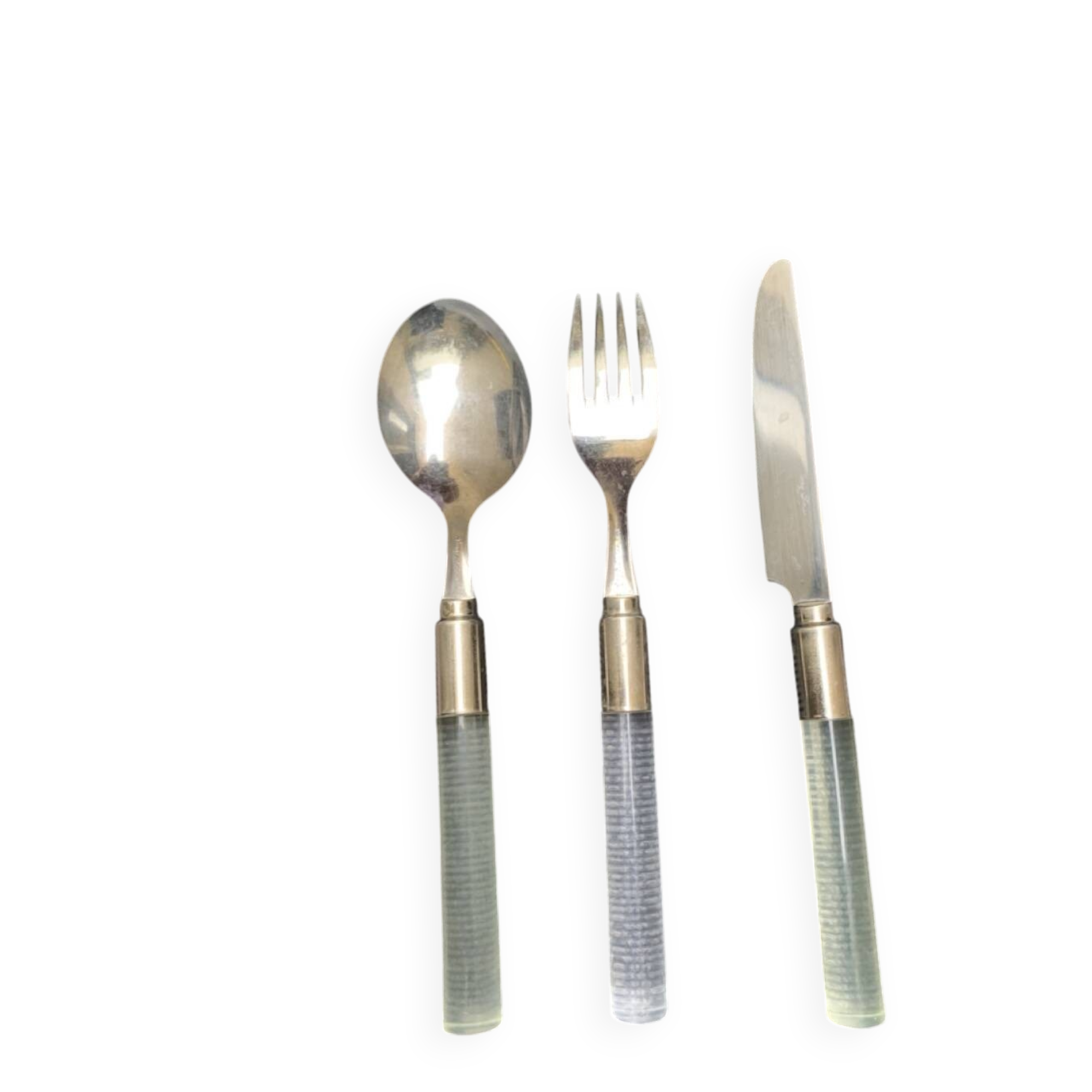 Set of plexiglass and stainless steel cutlery "Italy" from the 80s