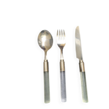 Set of plexiglass and stainless steel cutlery "Italy" from the 80s