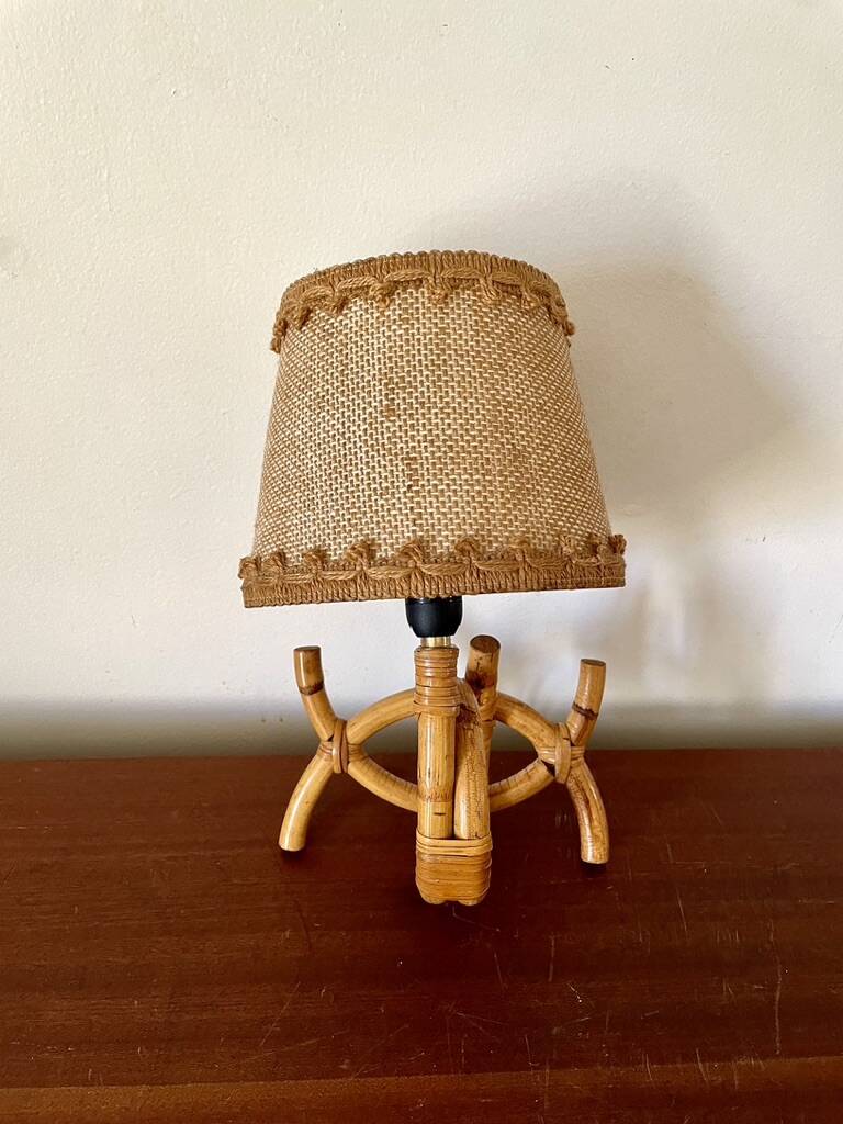 Rattan wall light by Louis Sognot 1960