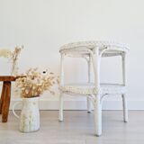 Table basse ancienne en rotin blanc