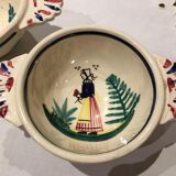 2 Ancient Ear Bowls (1950) - Hand-painted Quimper Ceramics