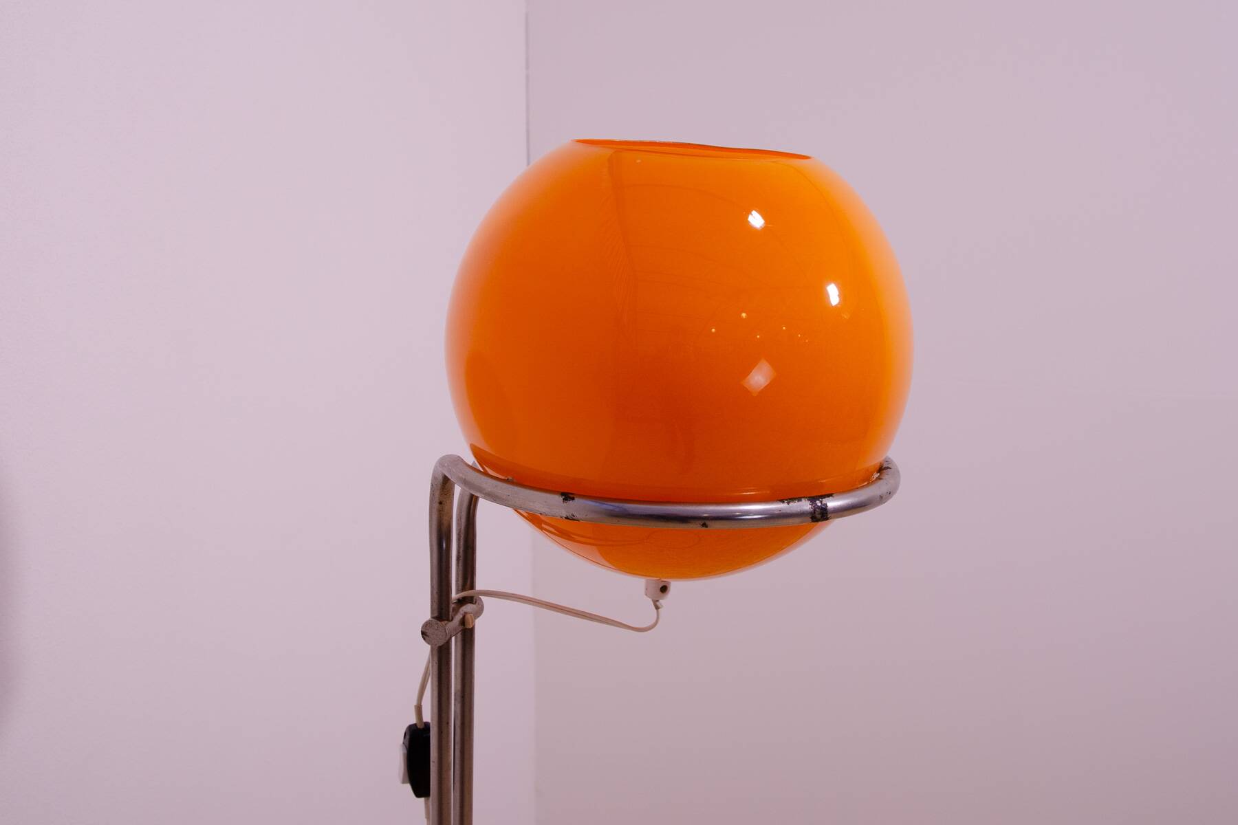 Atomic age Orange glass floor lamp by Tibor Hazi, Hungary, 1973