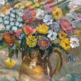 Tableau HSTP (Bouquet de fleurs" vers 1950 mention Alger