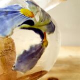 Ball vase with polylobe neck in acid-cleared frosted glass Montjoye