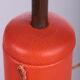 Ensemble de lampes de table rembourrées en cuir orange français années 1960