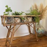 Vintage rattan planter