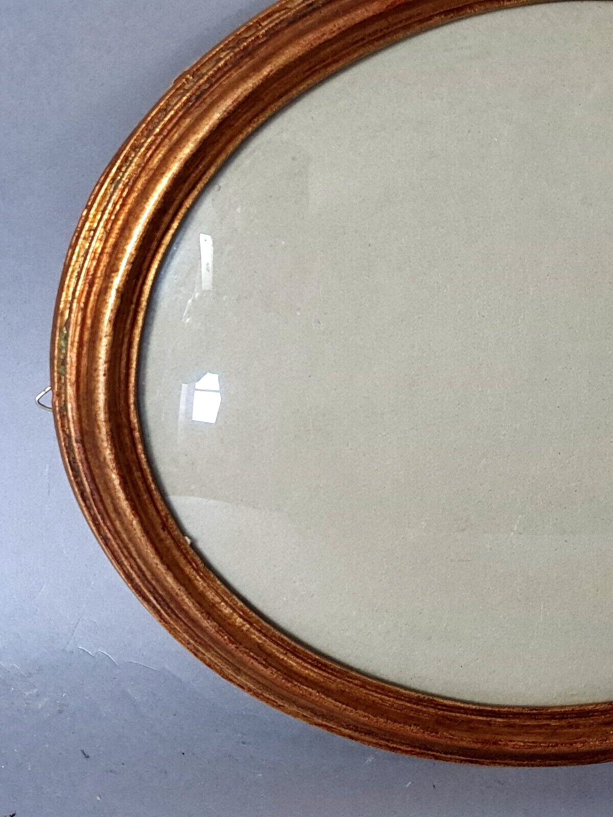 Oval frame curved glass gilded wood gold leaf 34x28 foliage 29.5x23.5 cm SB