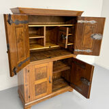 Antique 19th century Biedermeier art deco chest of drawers in walnut with wrought iron locks