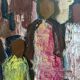 Mid-Century Modern "Meet" Vintage Swedish Figurative Oil Painting, Framed