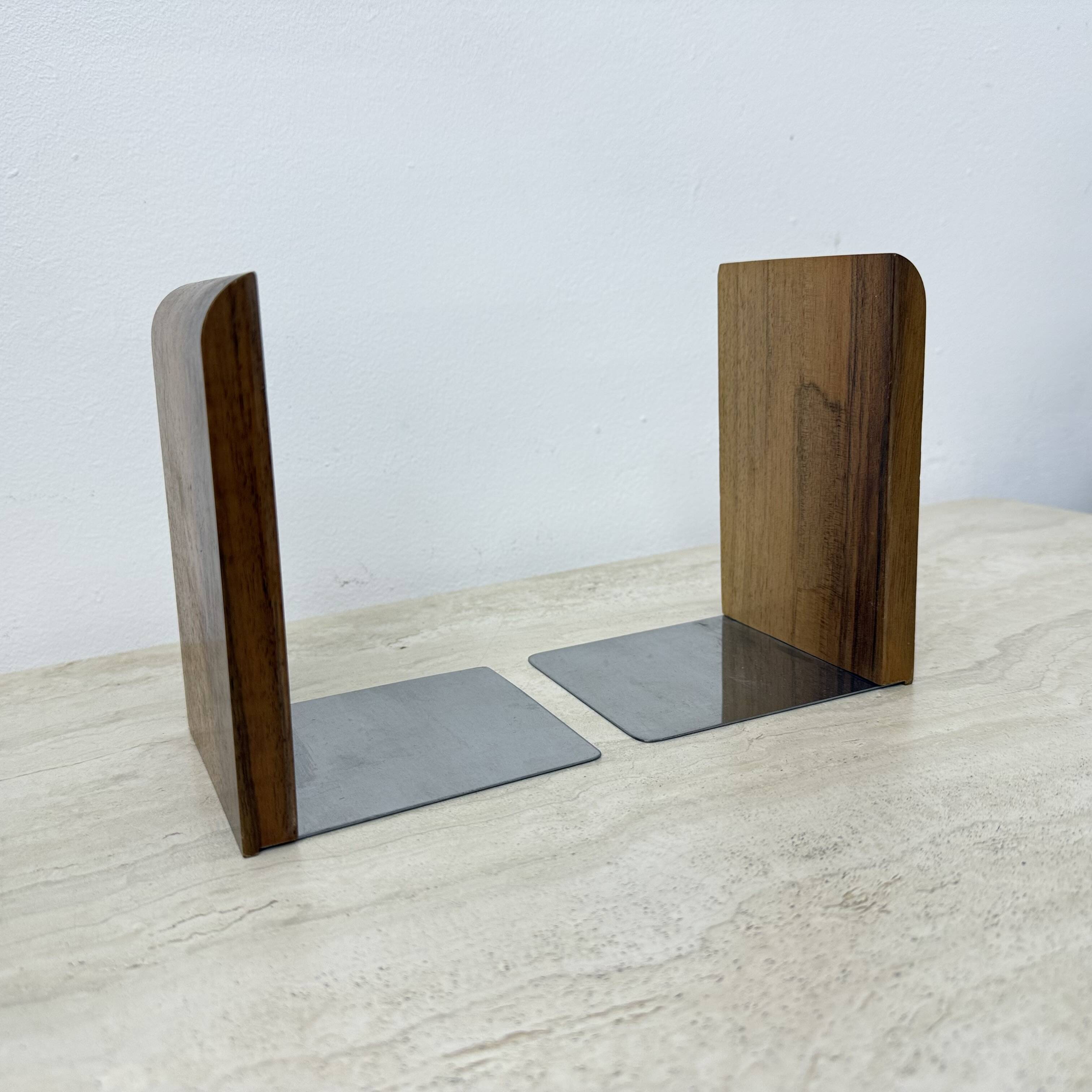 Vintage pair of wood bookends , 1970s