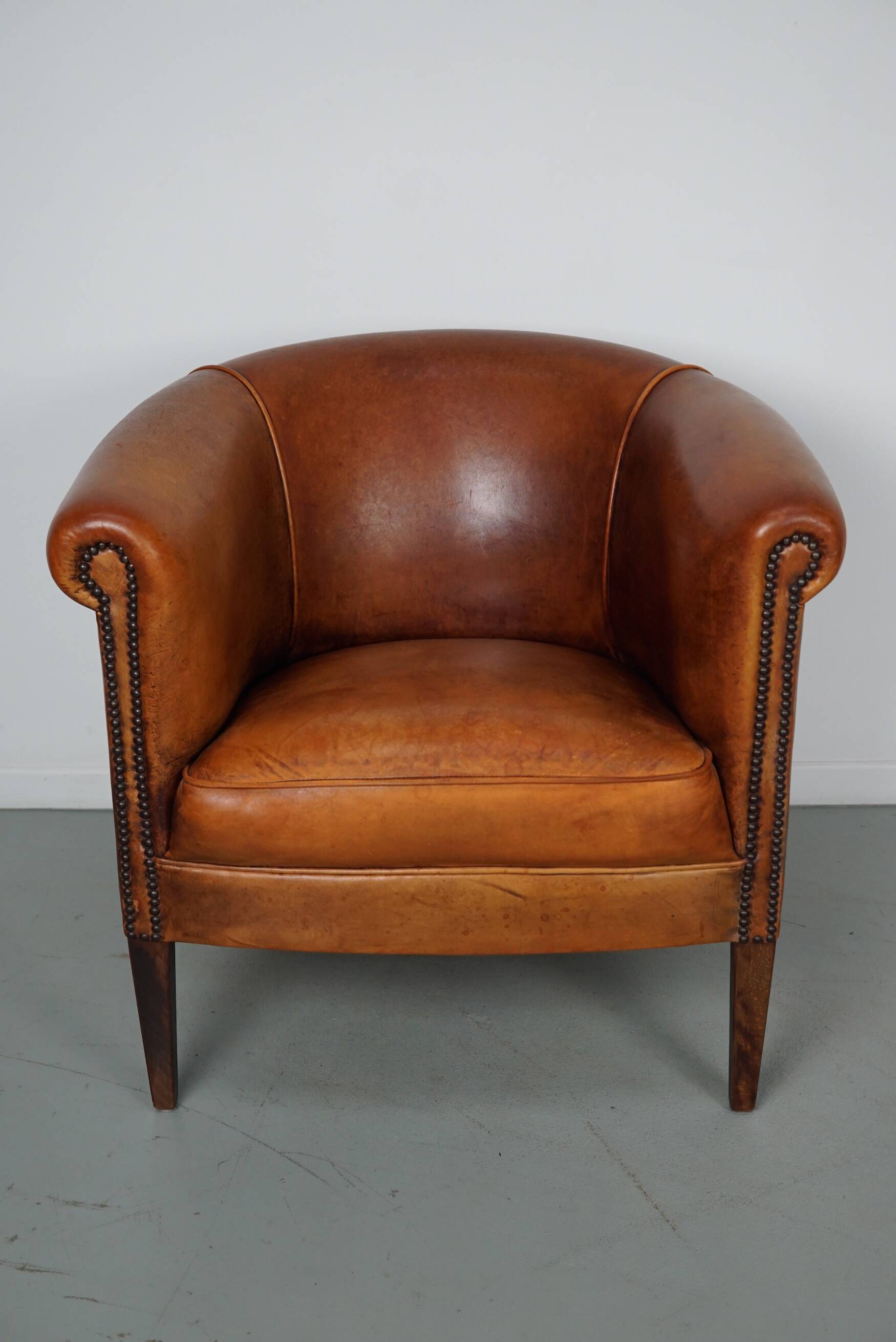 Vintage Dutch Cognac Colored Leather Club Chair