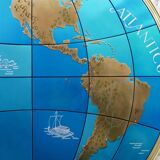 Impressive pair of two giant modern wall globes, world map, diameter 95 inches, 1950s.