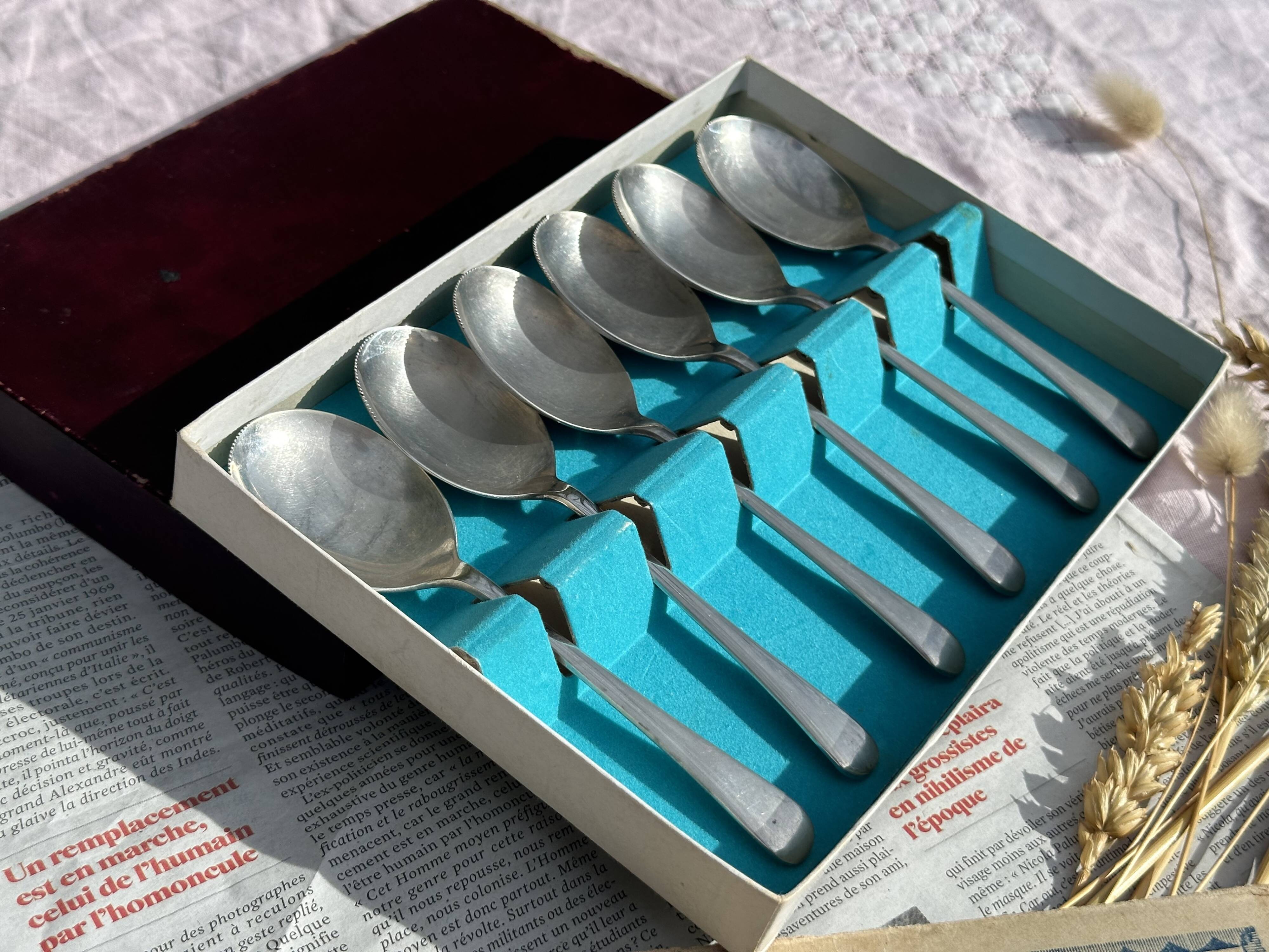 Set of 6 Vintage Fruit or Ice Cream Spoons Model Uniplat