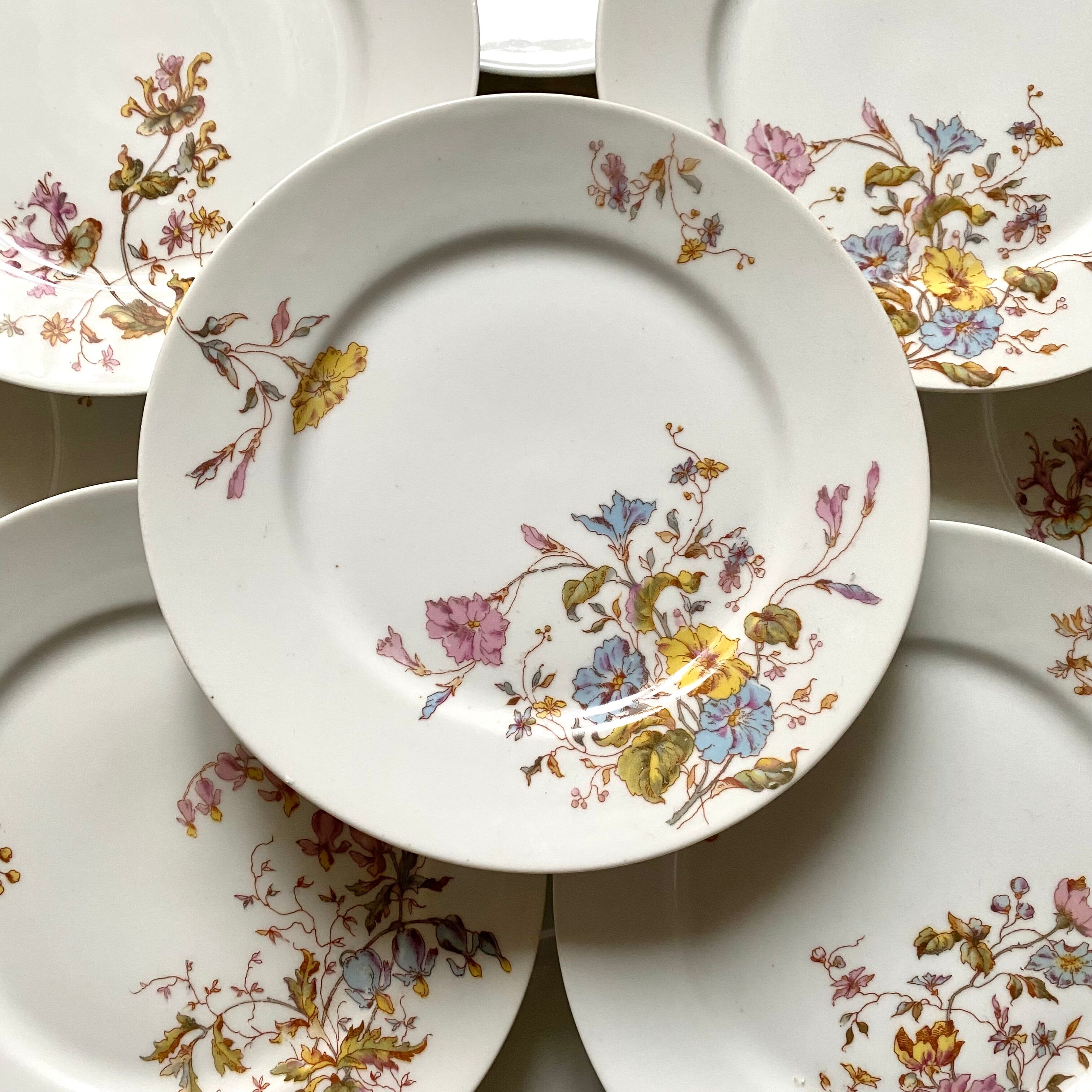 Floral porcelain dessert plates x14