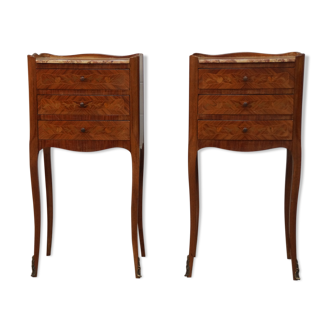 Pair of Louis XV style inlaid nightstands