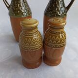 Vintage wooden and ceramic condiment set