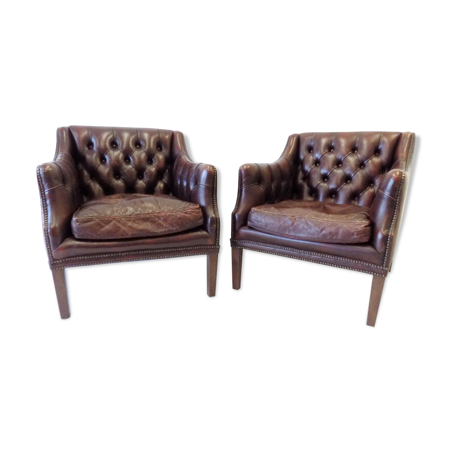 Millbrook chesterfield club chairs set -original 60s- pair
