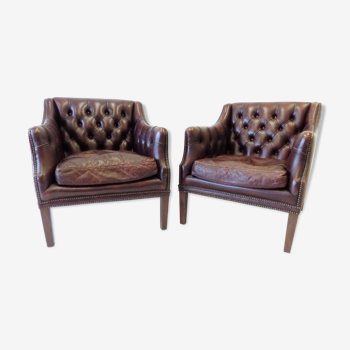 Millbrook chesterfield club chairs set -original 60s- pair