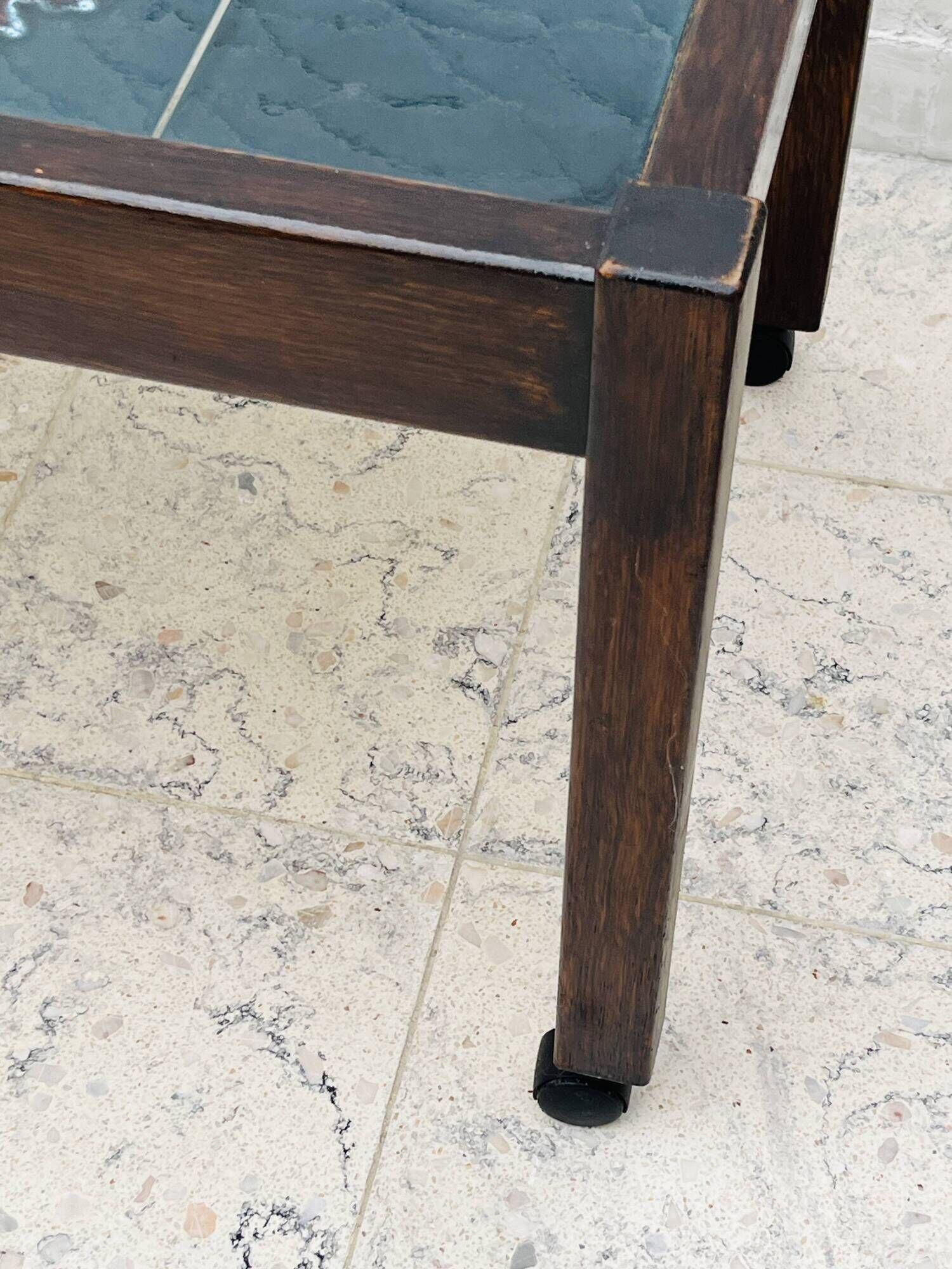 Vintage Coffee Table Ceramic and Solid Wood
