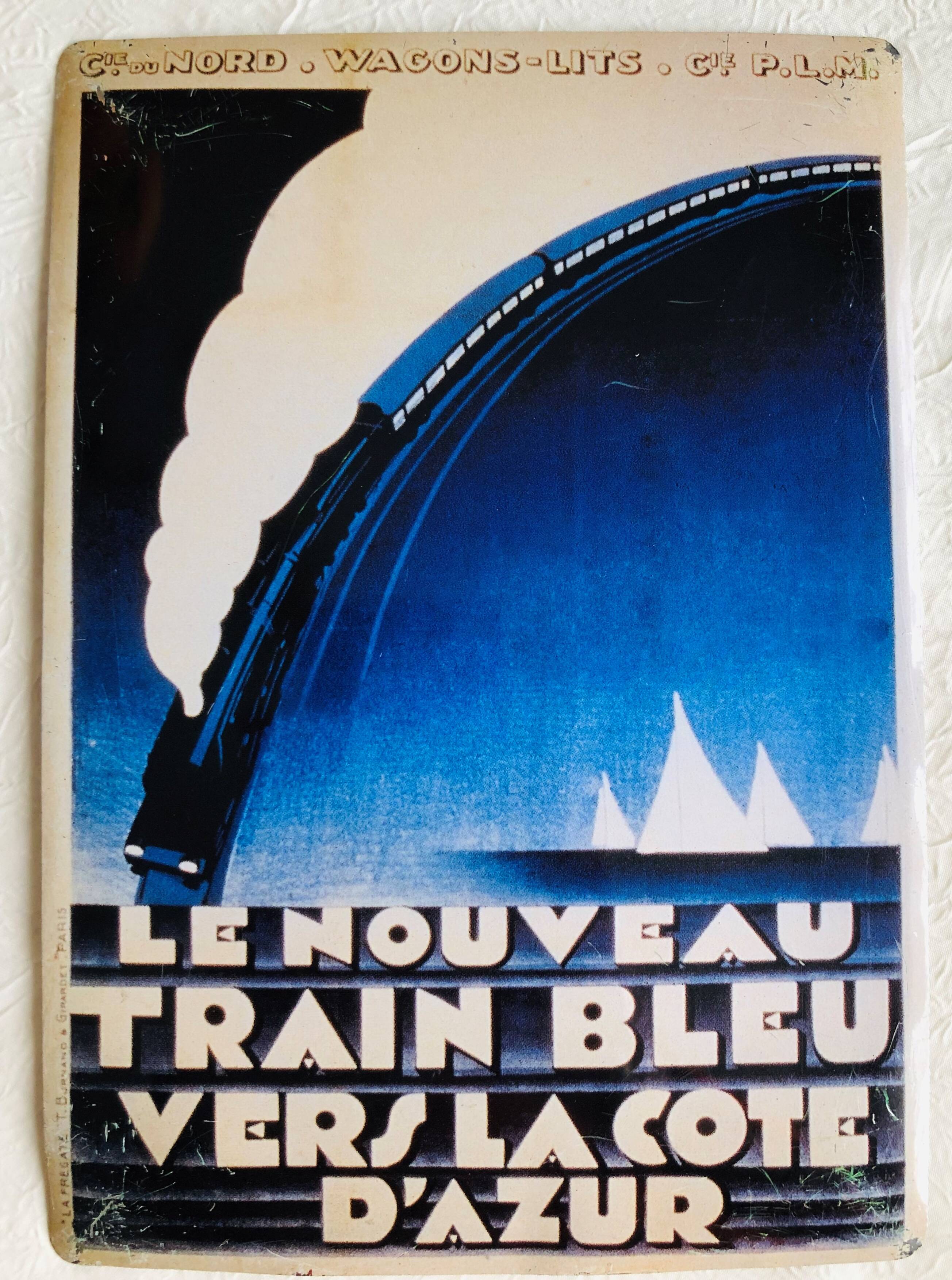 Plaque publicitaire pour le train bleu