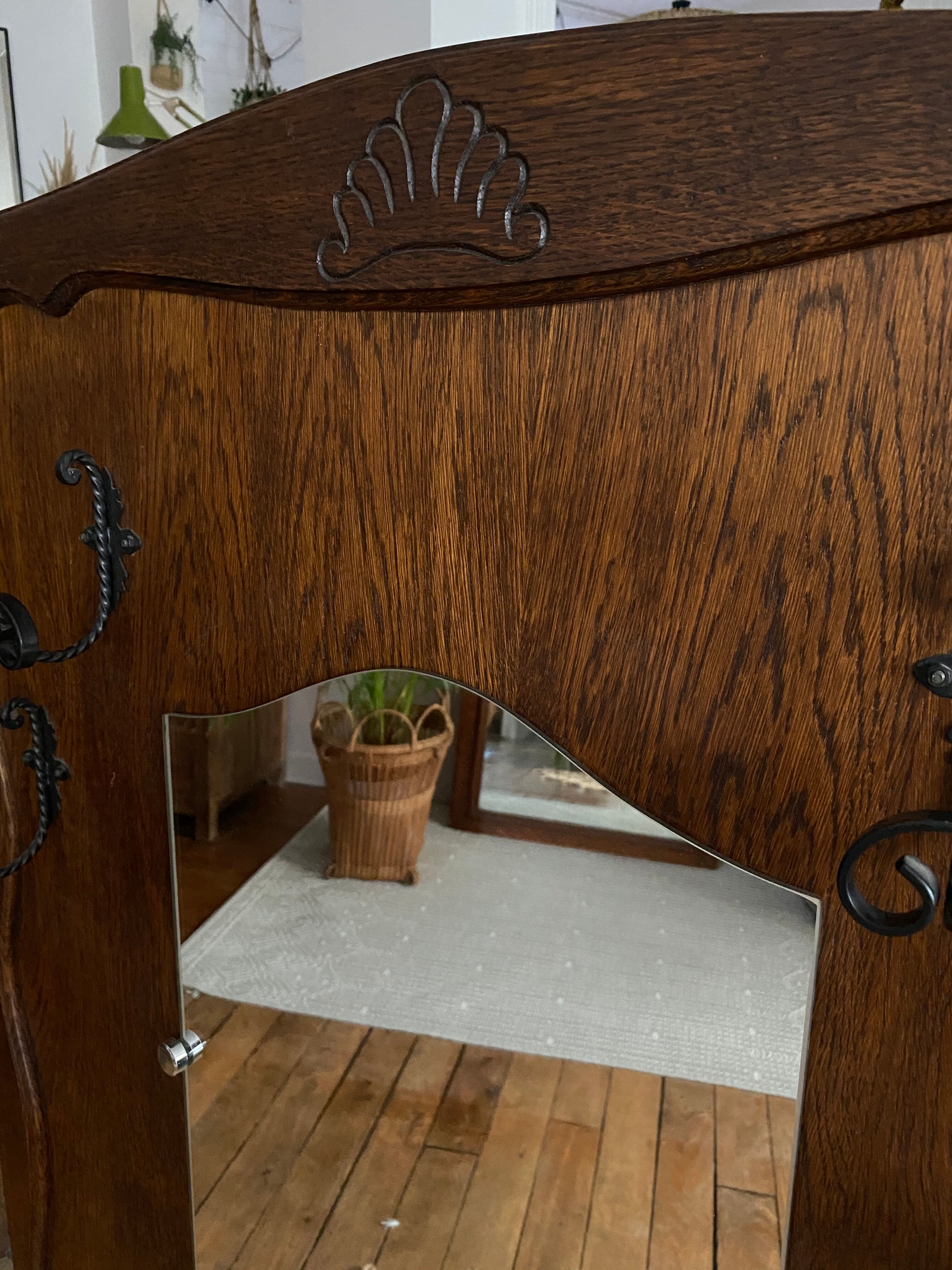 Vintage mirror cloakroom wall coat rack