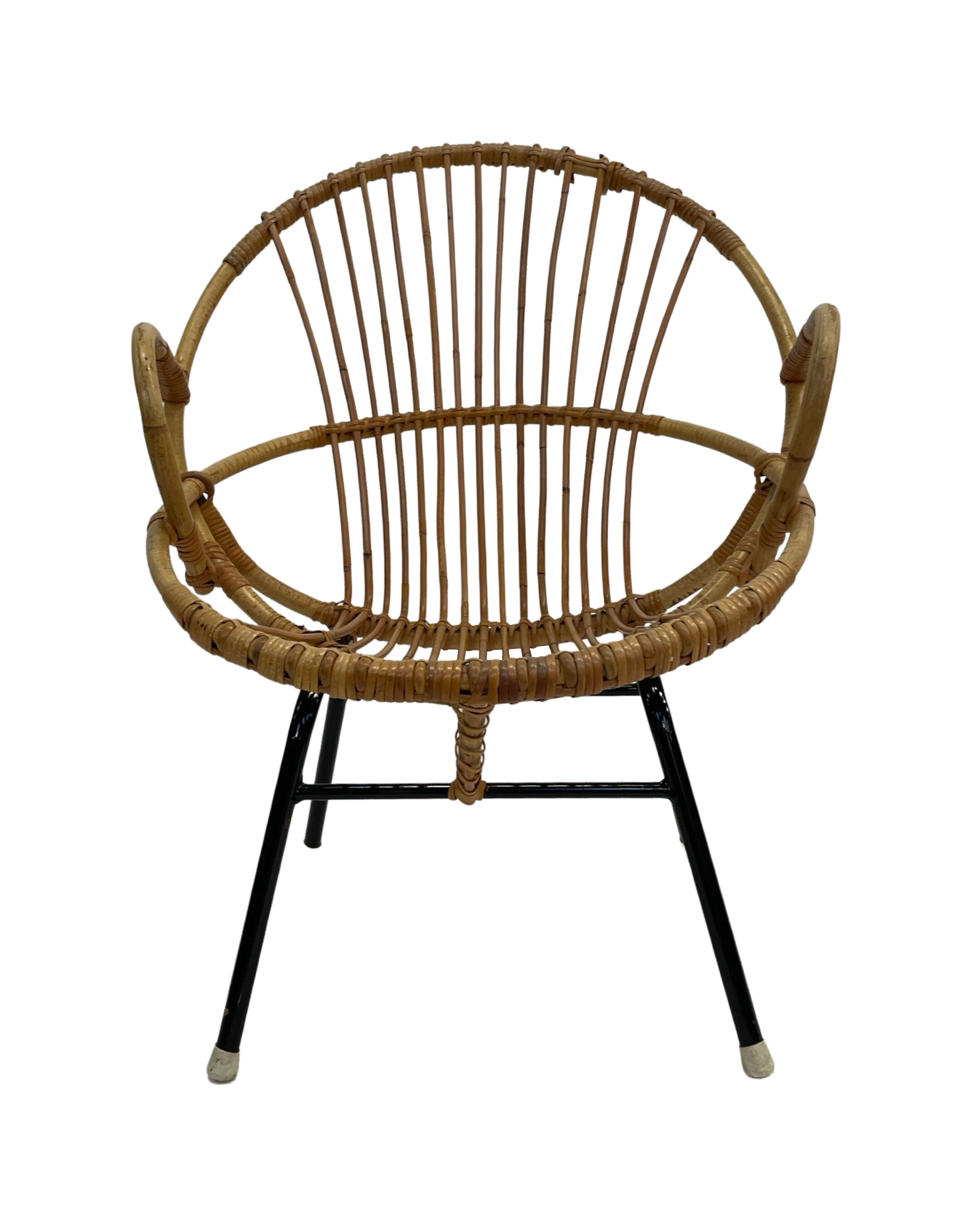 Rattan chair by Dirk van Sliedregt Rohe Noordwolde 1960 in the Netherlands