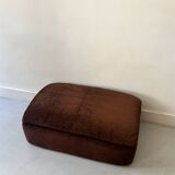 Cinna pouf in brown short velvet, Ligne roset 1970