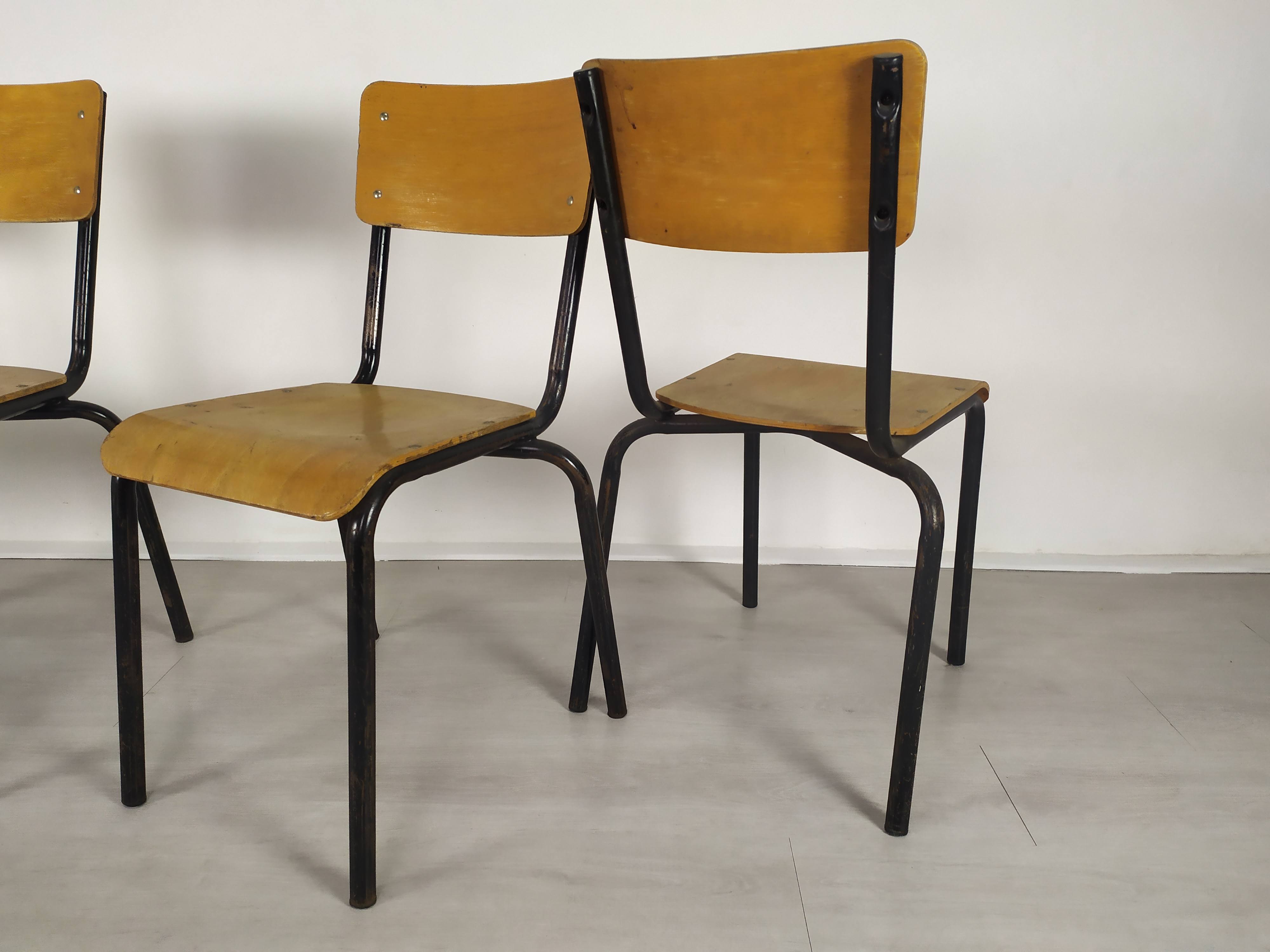 4 school chairs 1950
