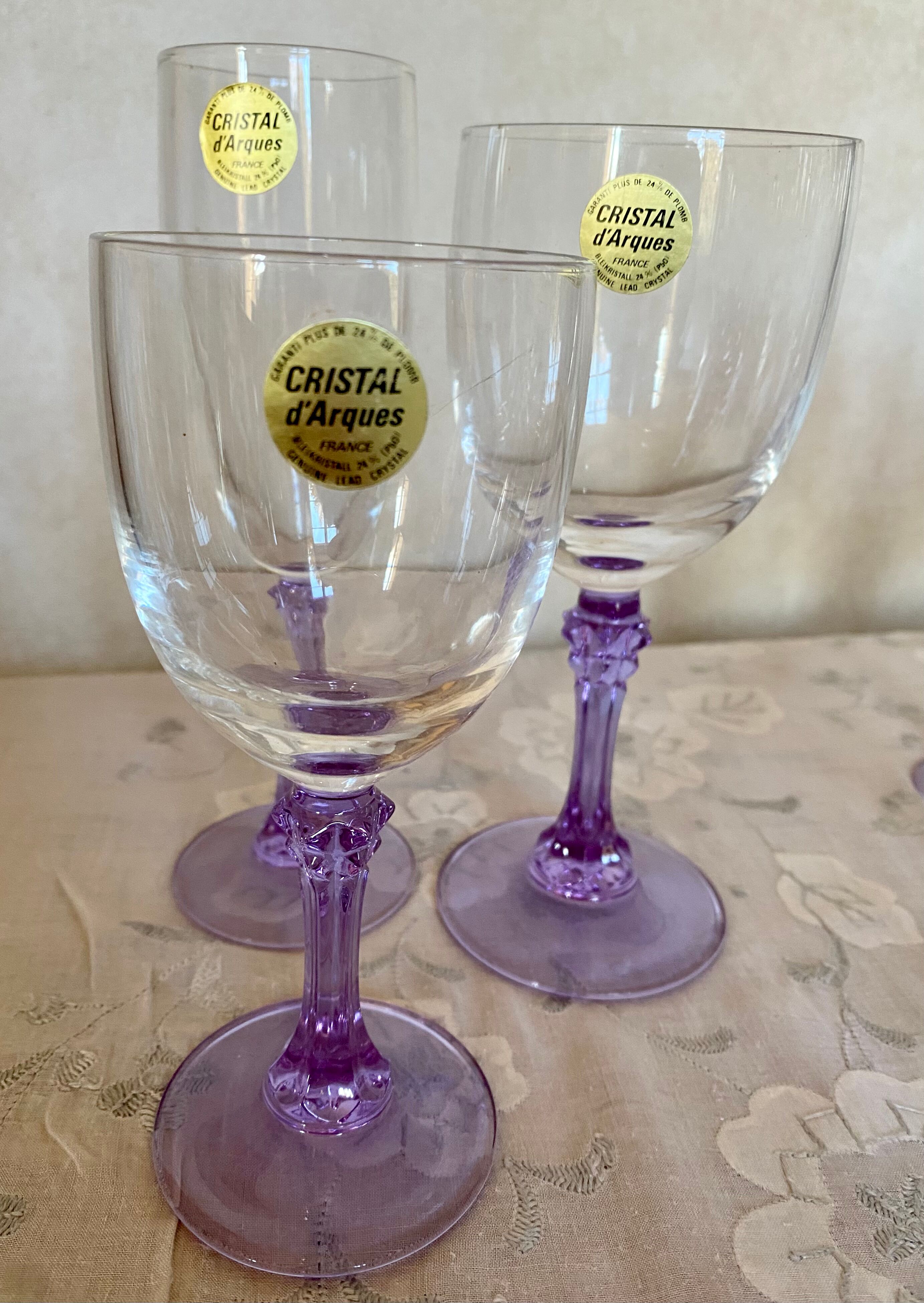 18 vintage Lilac series crystal glasses