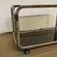 Metal and smoked glass rolling trolley / Bar cart from the 70s