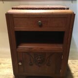 Bedside solid oak and brown marble