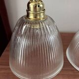 Pair of ribbed glass wall sconces
