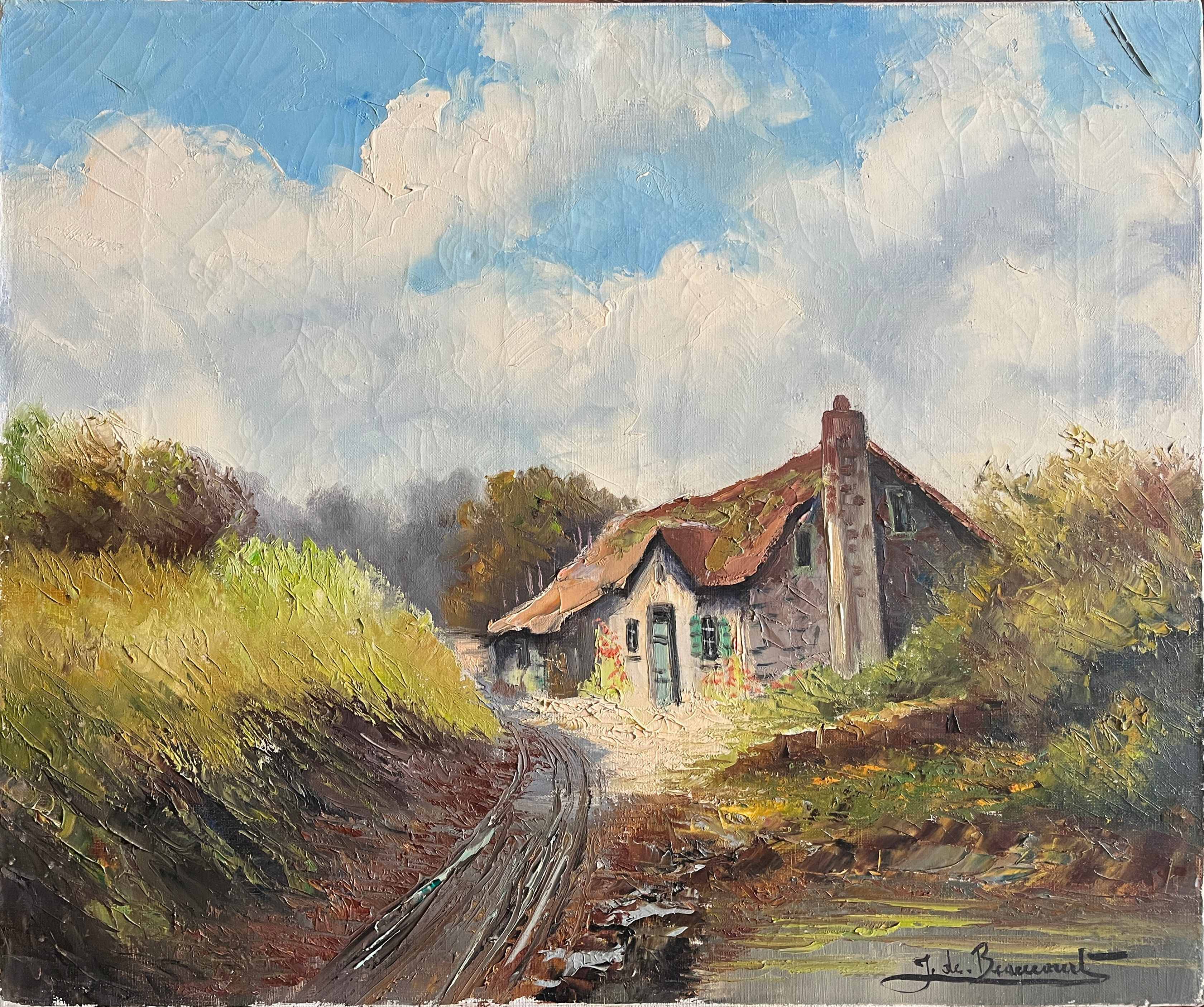 Tableau HST "Landscape at the Cottage" J. De Beaucourt (20th century school)