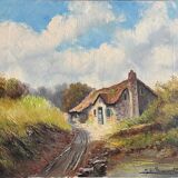 Tableau HST "Landscape at the Cottage" J. De Beaucourt (20th century school)