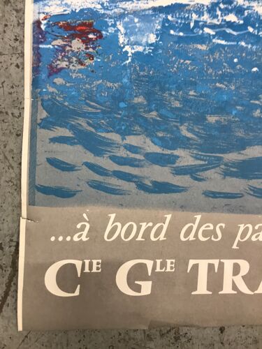 Affiche publicitaire biface de la Compagnie Générale Transatlantique, 1955 (couleurs et NB)