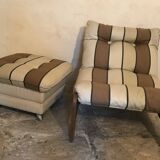 Vintage fireside chair and pouf circa 1980