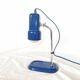Blue and chrome adjustable spot desk lamp, Vrieland Design, Netherlands, 1970s